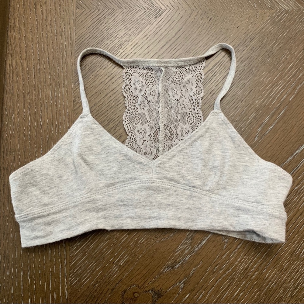 Maidenform light gray cotton blend bralette lace Size M